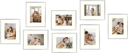 Golden State Art, 8x10 Black Picture Frame Display Photo 5x7 with Mat or 8 x 10 Without Mat for Wall Mounting Aluminum Frames with Real Glass (Pack of 1)