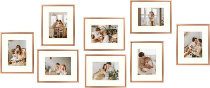 Golden State Art, 8x10 Black Picture Frame Display Photo 5x7 with Mat or 8 x 10 Without Mat for Wall Mounting Aluminum Frames with Real Glass (Pack of 1)