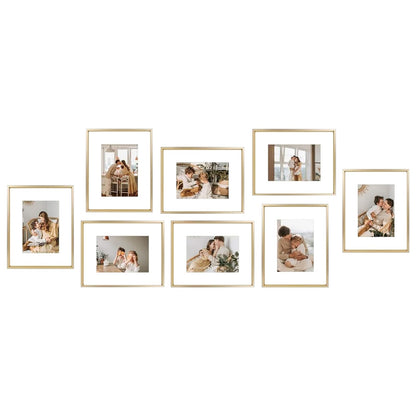 Golden State Art, 8x10 Black Picture Frame Display Photo 5x7 with Mat or 8 x 10 Without Mat for Wall Mounting Aluminum Frames with Real Glass (Pack of 1)