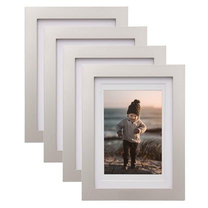 KINLINK 8x10 Picture Frames Natural Wood Frames with Acrylic Plexiglass for Pictures 4x6/5x7 with Mat or 8x10 without Mat, Tabletop and Wall Mounting Display, Set of 4