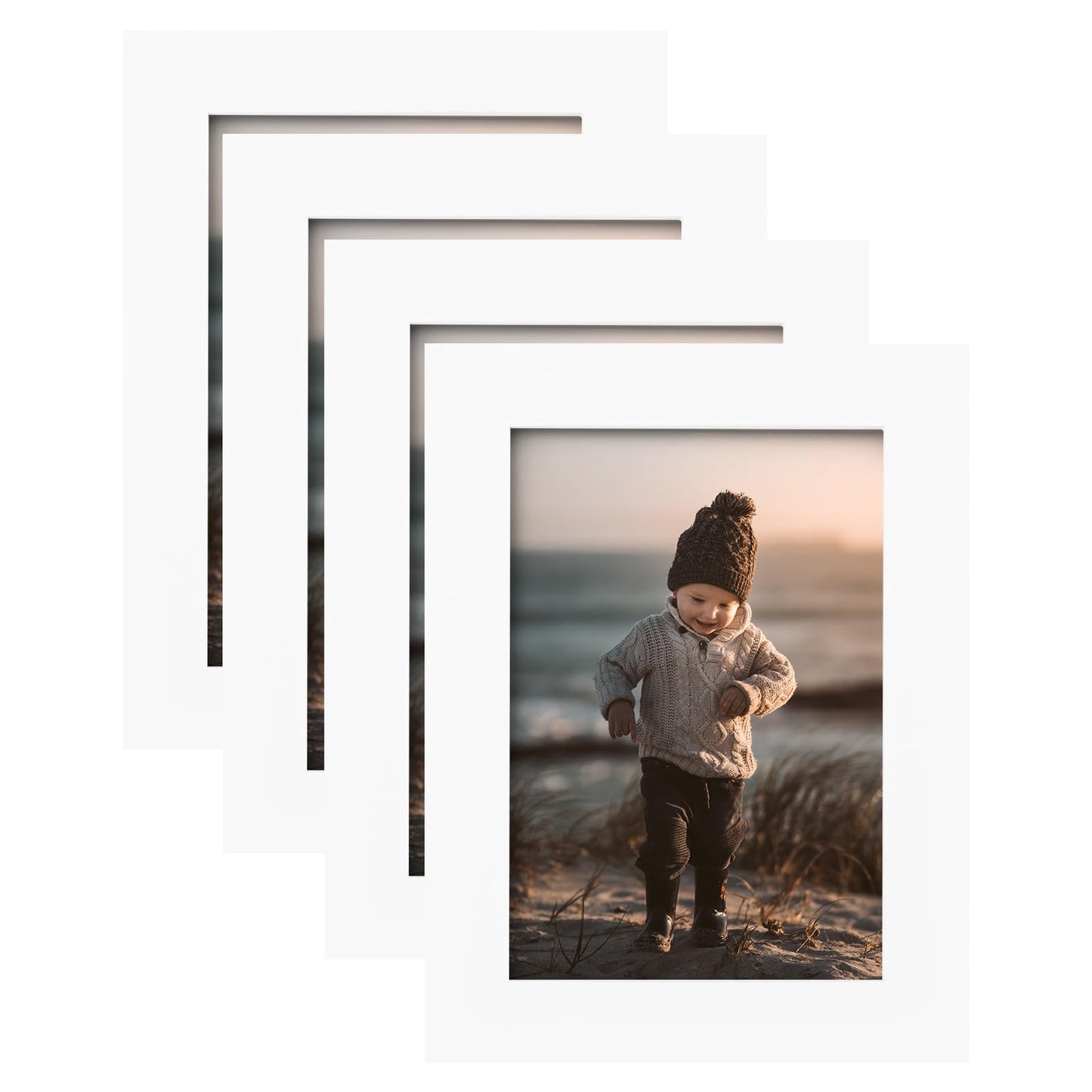 KINLINK 8x10 Picture Frames Natural Wood Frames with Acrylic Plexiglass for Pictures 4x6/5x7 with Mat or 8x10 without Mat, Tabletop and Wall Mounting Display, Set of 4