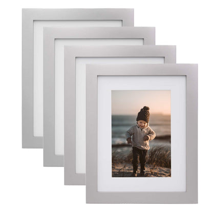 KINLINK 8x10 Picture Frames Natural Wood Frames with Acrylic Plexiglass for Pictures 4x6/5x7 with Mat or 8x10 without Mat, Tabletop and Wall Mounting Display, Set of 4