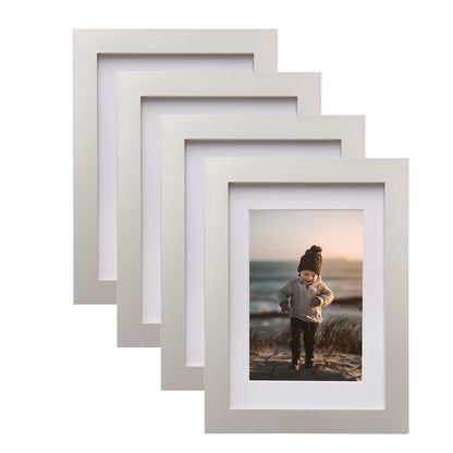 KINLINK 8x10 Picture Frames Natural Wood Frames with Acrylic Plexiglass for Pictures 4x6/5x7 with Mat or 8x10 without Mat, Tabletop and Wall Mounting Display, Set of 4