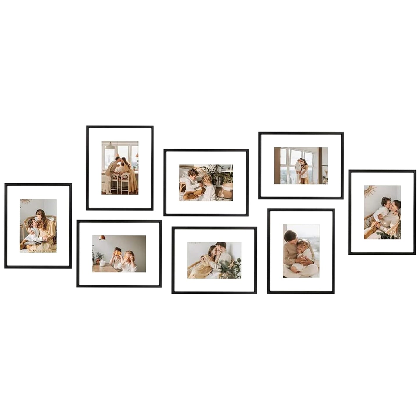 Golden State Art, 8x10 Black Picture Frame Display Photo 5x7 with Mat or 8 x 10 Without Mat for Wall Mounting Aluminum Frames with Real Glass (Pack of 1)