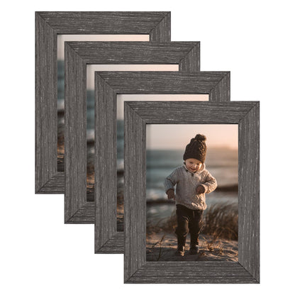 KINLINK 8x10 Picture Frames Natural Wood Frames with Acrylic Plexiglass for Pictures 4x6/5x7 with Mat or 8x10 without Mat, Tabletop and Wall Mounting Display, Set of 4