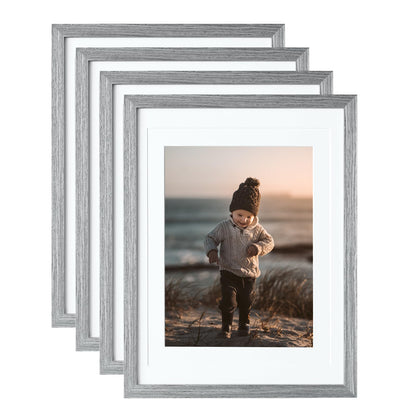 KINLINK 8x10 Picture Frames Natural Wood Frames with Acrylic Plexiglass for Pictures 4x6/5x7 with Mat or 8x10 without Mat, Tabletop and Wall Mounting Display, Set of 4